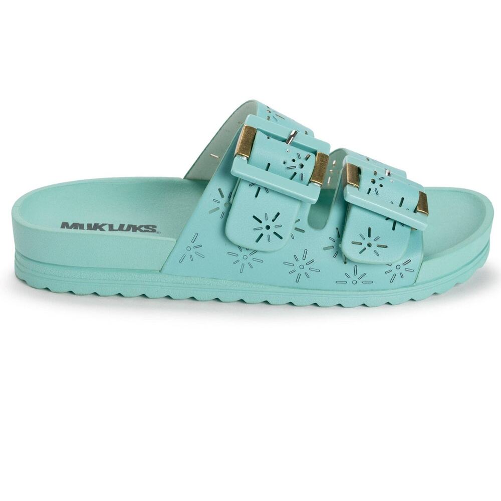 MUK LUKS Grand Cayman Perforated Sandal Aqua Petal Women's Size [Size]